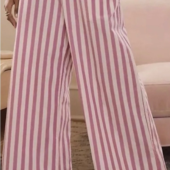 Anthropologie Other - Womens Anthropologie Pink/purple & White Striped Cotton ok wide leg pants